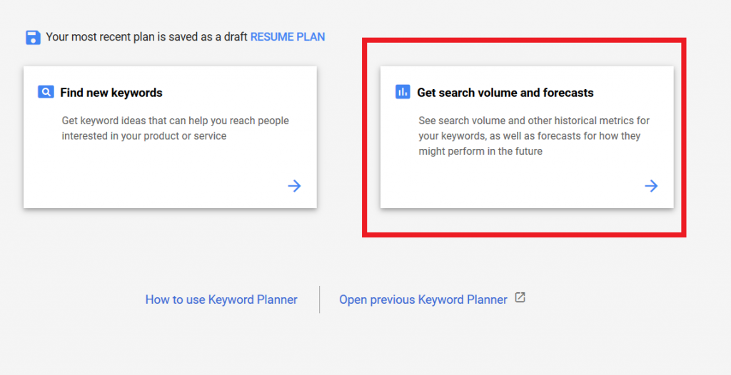 Image showing how to use Google Keyword planner