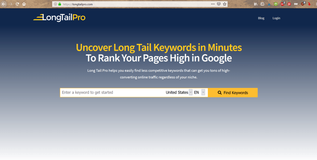 Best keyword research tool - Screenshot of LongTailPro