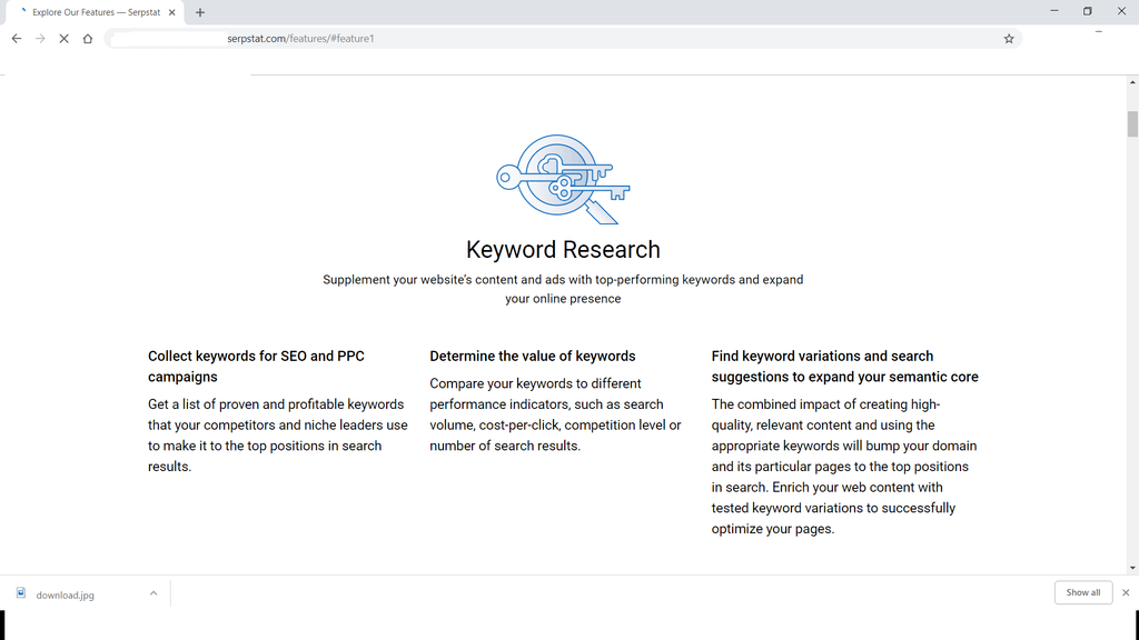best keyword tool screenshot of Serpstat