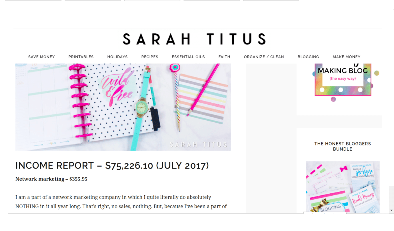 Sarah Titus Earning proof