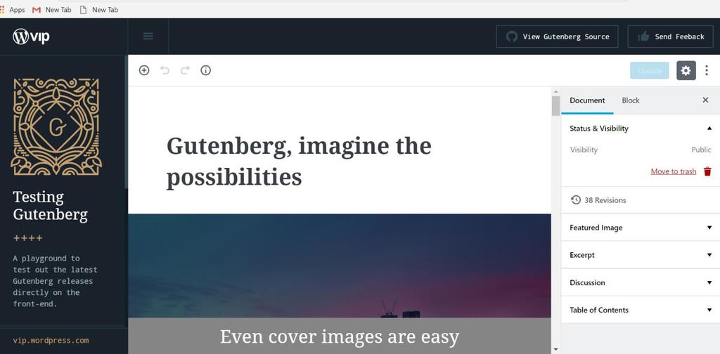 The new WordPress Gutenberg editor
